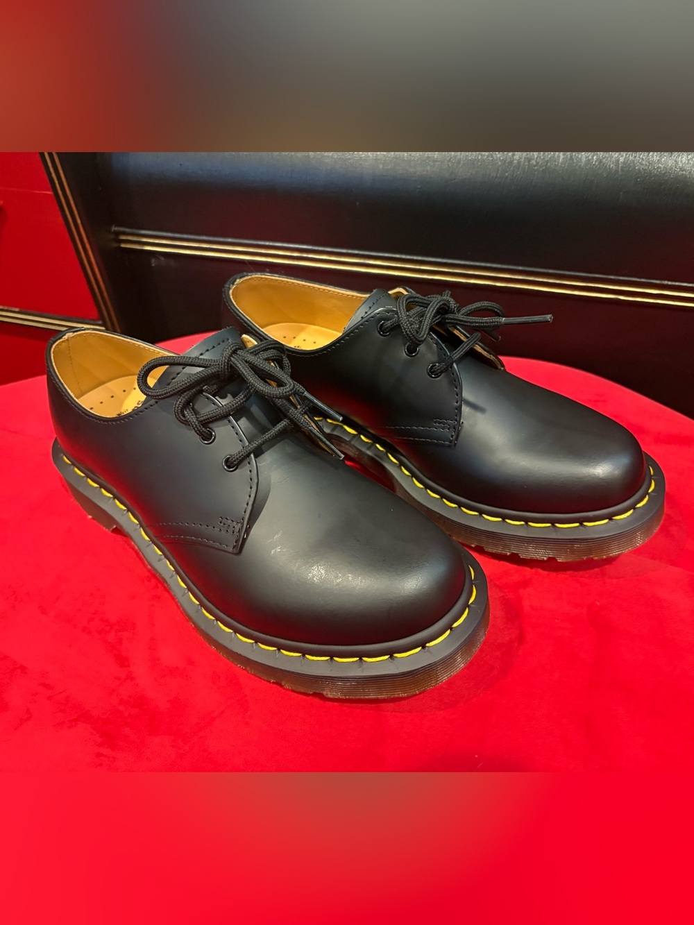 Dr. Martens Black 3-Eye Oxford with Yellow Stitching